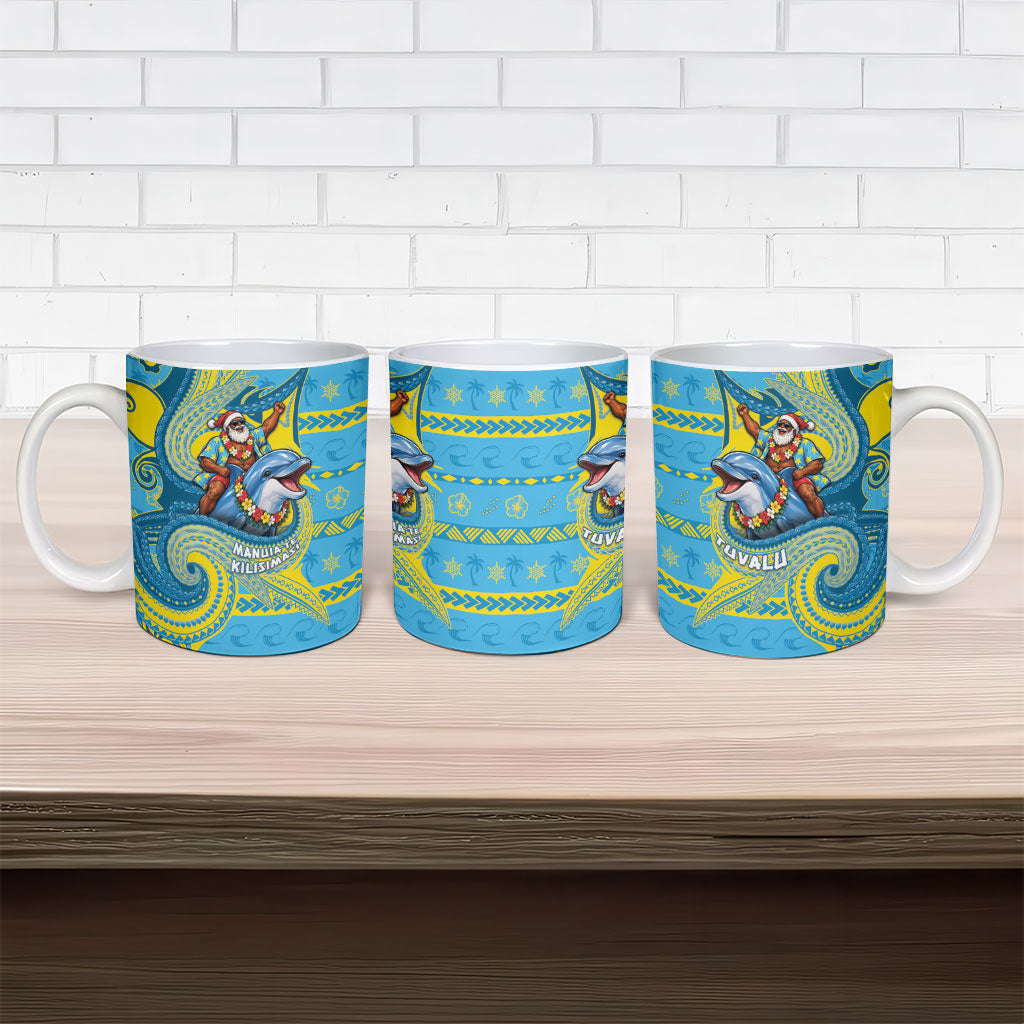 Tuvalu Christmas Ceramic Mug Santa Riding Ocean Dolphin DT05 - Polynesian Pride