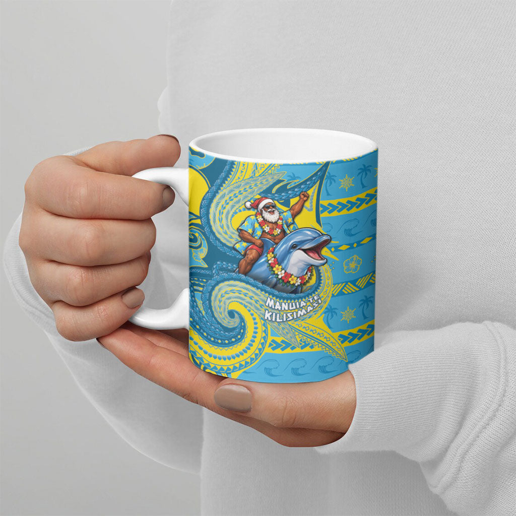 Tuvalu Christmas Ceramic Mug Santa Riding Ocean Dolphin DT05 - Polynesian Pride
