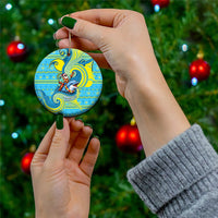Tuvalu Christmas Ceramic Ornament Santa Riding Ocean Dolphin DT05 - Polynesian Pride