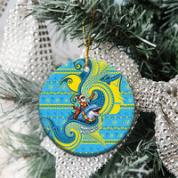 Tuvalu Christmas Ceramic Ornament Santa Riding Ocean Dolphin DT05 - Polynesian Pride