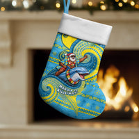 Tuvalu Christmas Stocking Santa Riding Ocean Dolphin