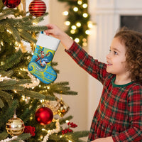 Tuvalu Christmas Stocking Santa Riding Ocean Dolphin