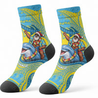 Tuvalu Christmas Crew Socks Santa Riding Ocean Dolphin DT05 - Polynesian Pride