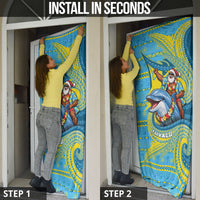 Tuvalu Christmas Door Cover Santa Riding Ocean Dolphin DT05 - Polynesian Pride