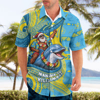 Tuvalu Christmas Hawaiian Shirt Santa Riding Ocean Dolphin