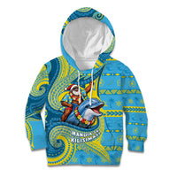 Tuvalu Christmas Kid Hoodie Santa Riding Ocean Dolphin