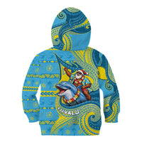 Tuvalu Christmas Kid Hoodie Santa Riding Ocean Dolphin