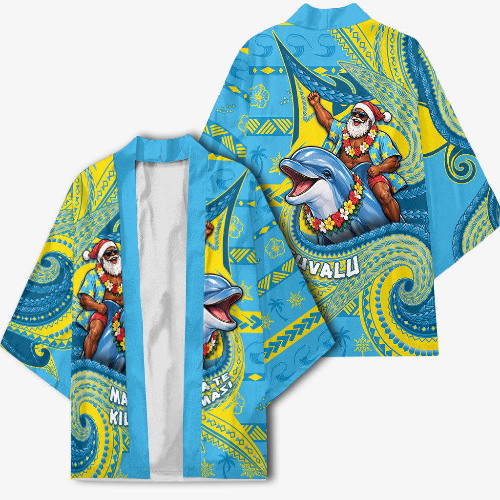 Tuvalu Christmas Kimono Santa Riding Ocean Dolphin DT05 - Polynesian Pride
