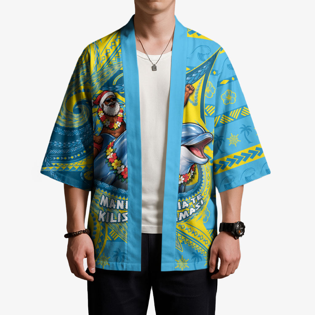 Tuvalu Christmas Kimono Santa Riding Ocean Dolphin DT05 - Polynesian Pride