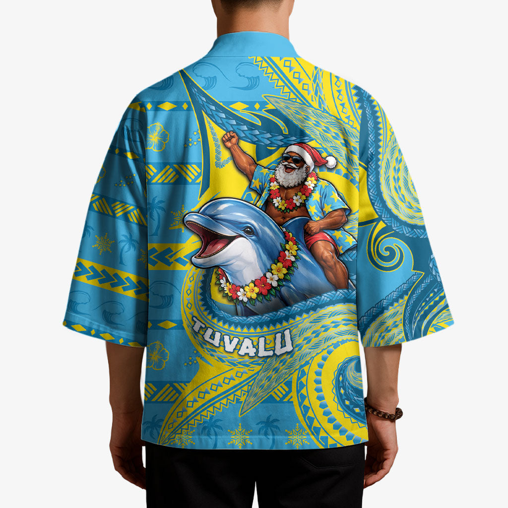 Tuvalu Christmas Kimono Santa Riding Ocean Dolphin DT05 - Polynesian Pride