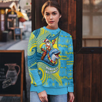 Tuvalu Christmas Ugly Christmas Sweater Santa Riding Ocean Dolphin DT05 - Polynesian Pride
