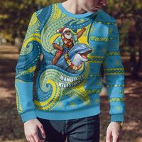 Tuvalu Christmas Ugly Christmas Sweater Santa Riding Ocean Dolphin DT05 - Polynesian Pride