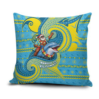 Tuvalu Christmas Pillow Cover Santa Riding Ocean Dolphin