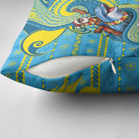 Tuvalu Christmas Pillow Cover Santa Riding Ocean Dolphin