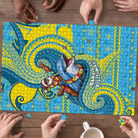 Tuvalu Christmas Puzzle Santa Riding Ocean Dolphin DT05 - Polynesian Pride