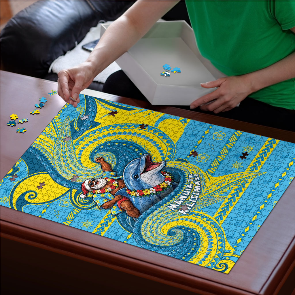 Tuvalu Christmas Puzzle Santa Riding Ocean Dolphin DT05 - Polynesian Pride