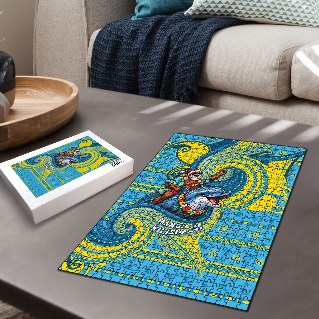 Tuvalu Christmas Puzzle Santa Riding Ocean Dolphin DT05 - Polynesian Pride