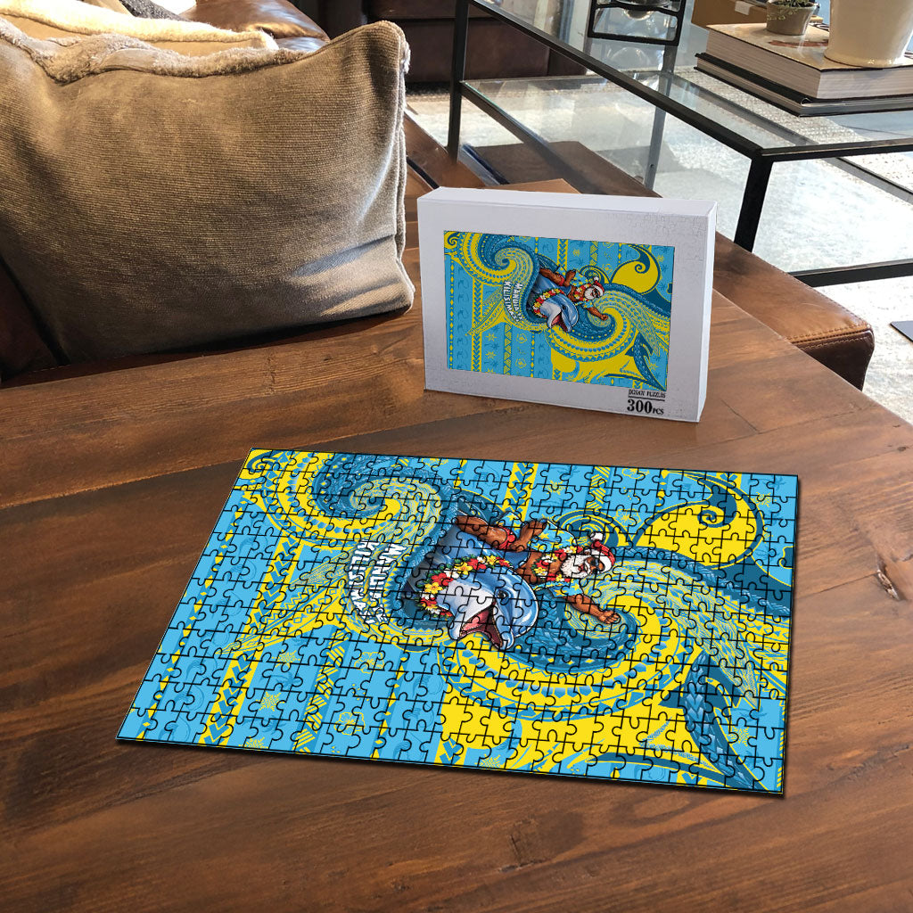 Tuvalu Christmas Puzzle Santa Riding Ocean Dolphin DT05 - Polynesian Pride