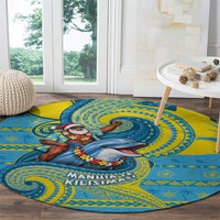 Tuvalu Christmas Round Carpet Santa Riding Ocean Dolphin DT05 - Polynesian Pride