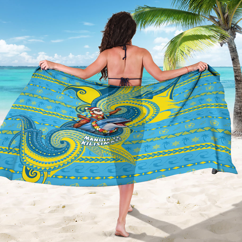 Tuvalu Christmas Sarong Santa Riding Ocean Dolphin DT05 - Polynesian Pride