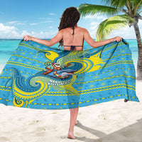 Tuvalu Christmas Sarong Santa Riding Ocean Dolphin DT05 - Polynesian Pride