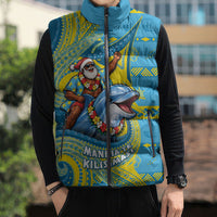 Tuvalu Christmas Sleeveless Puffer Jacket Santa Riding Ocean Dolphin DT05 - Polynesian Pride