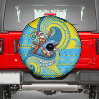 Tuvalu Christmas Spare Tire Cover Santa Riding Ocean Dolphin DT05 - Polynesian Pride