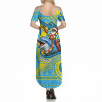 Tuvalu Christmas Summer Maxi Dress Santa Riding Ocean Dolphin