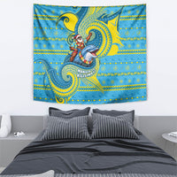 Tuvalu Christmas Tapestry Santa Riding Ocean Dolphin