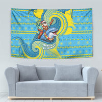 Tuvalu Christmas Tapestry Santa Riding Ocean Dolphin