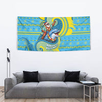 Tuvalu Christmas Tapestry Santa Riding Ocean Dolphin