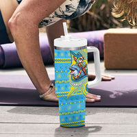 Tuvalu Christmas Tumbler With Handle Santa Riding Ocean Dolphin DT05 - Polynesian Pride