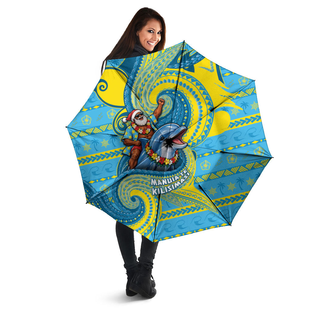 Tuvalu Christmas Umbrella Santa Riding Ocean Dolphin DT05 - Polynesian Pride