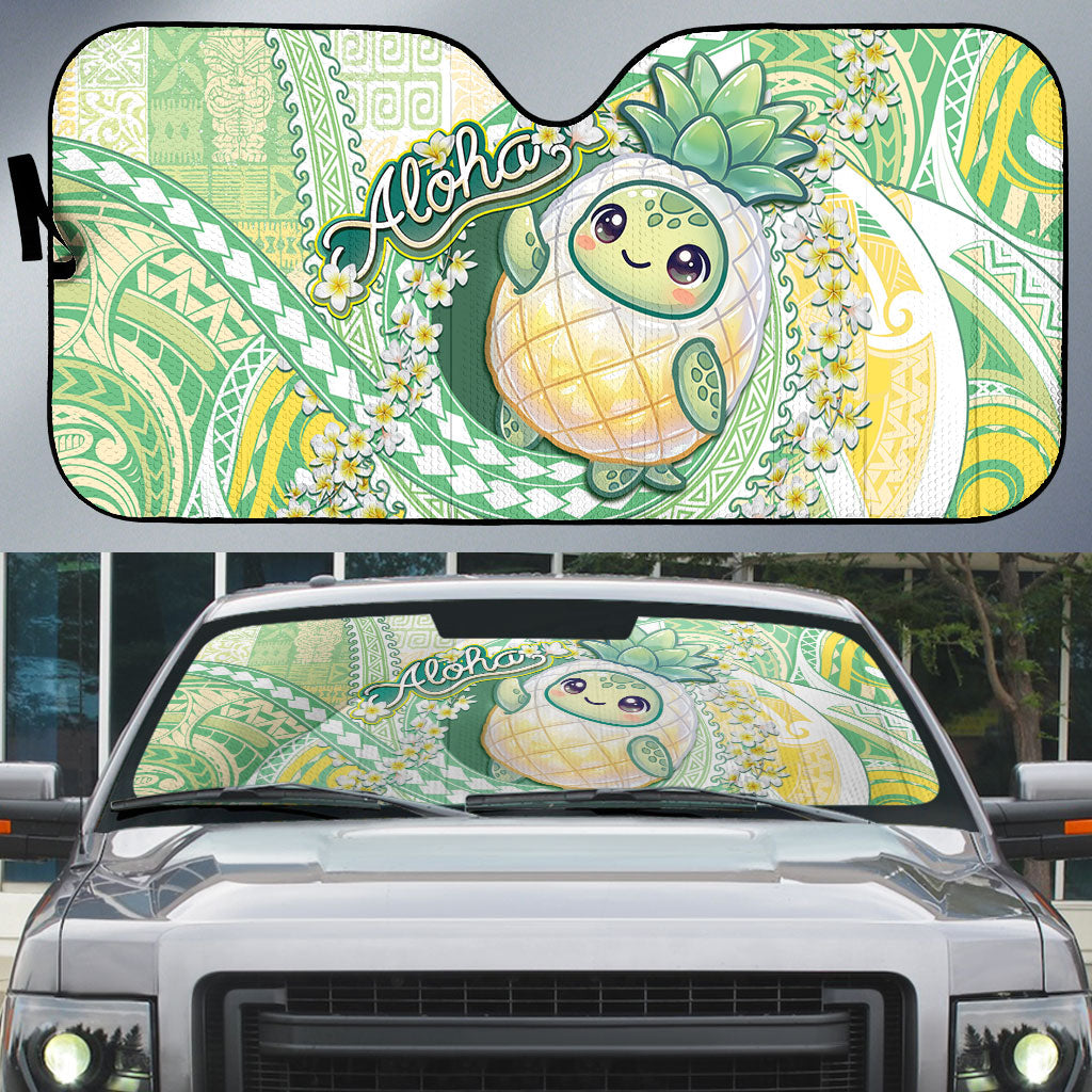Hawaii Pineapple Auto Sun Shade Cute Cosplay Turtle Plumeria Spiral DT05 Mint - Polynesian Pride