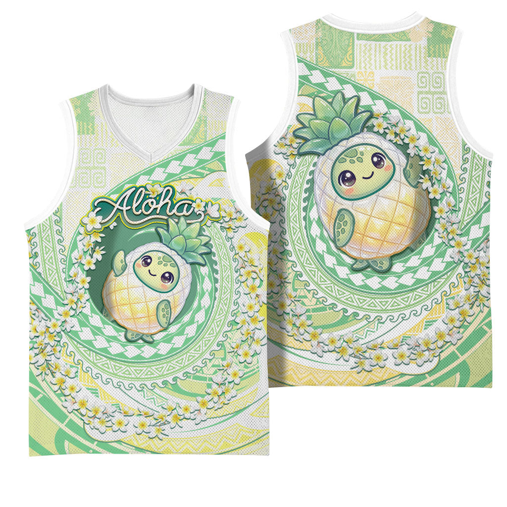 Hawaii Pineapple Basketball Jersey Cute Cosplay Turtle Plumeria Spiral DT05 - Polynesian Pride