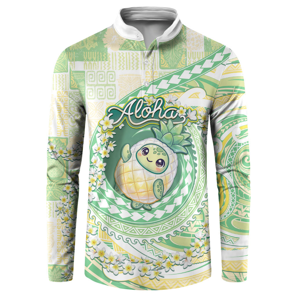 Hawaii Pineapple Button Sweatshirt Cute Cosplay Turtle Plumeria Spiral DT05 Mint - Polynesian Pride