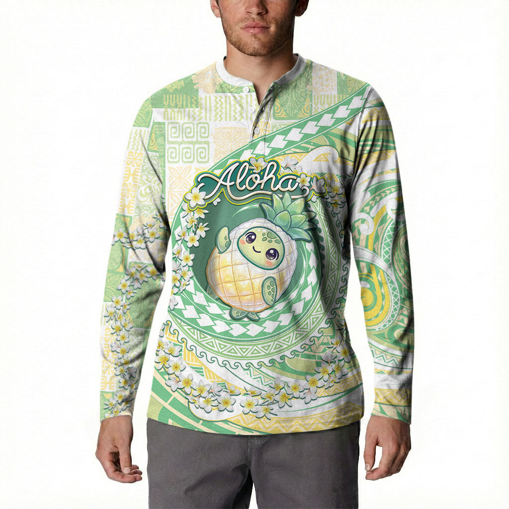 Hawaii Pineapple Button Sweatshirt Cute Cosplay Turtle Plumeria Spiral DT05 - Polynesian Pride