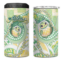 Hawaii Pineapple 4 in 1 Can Cooler Tumbler Cute Cosplay Turtle Plumeria Spiral DT05 One Size: 16 oz Mint - Polynesian Pride