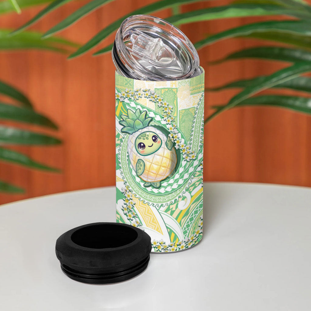 Hawaii Pineapple 4 in 1 Can Cooler Tumbler Cute Cosplay Turtle Plumeria Spiral DT05 - Polynesian Pride