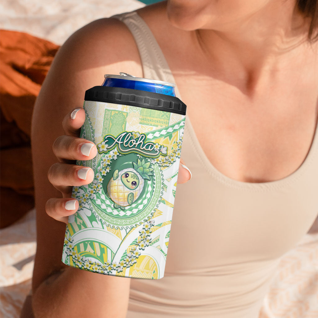 Hawaii Pineapple 4 in 1 Can Cooler Tumbler Cute Cosplay Turtle Plumeria Spiral DT05 - Polynesian Pride