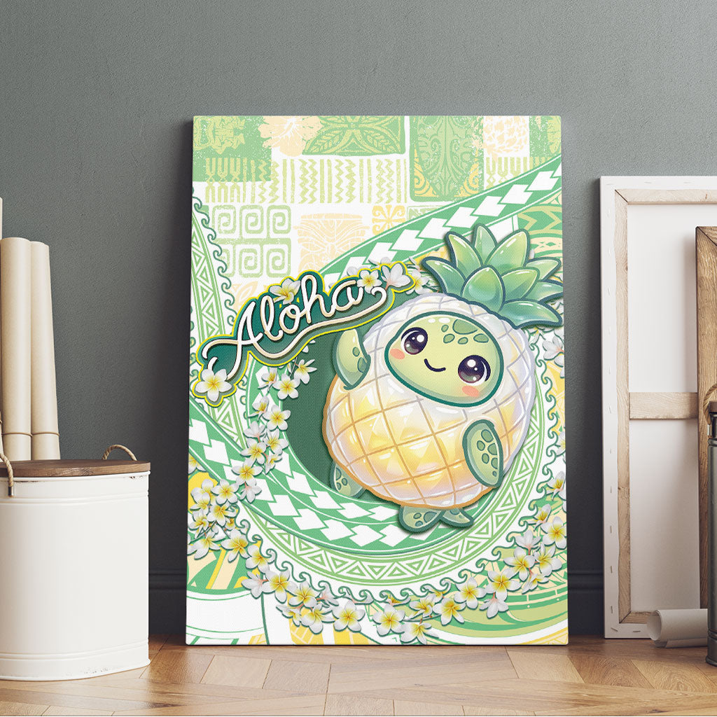 Hawaii Pineapple Canvas Wall Art Cute Cosplay Turtle Plumeria Spiral DT05 - Polynesian Pride