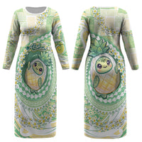 Hawaii Pineapple Couples Matching Long Sleeve Bodycon Dress and Hawaiian Shirt Cute Cosplay Turtle Plumeria Spiral DT05 - Polynesian Pride