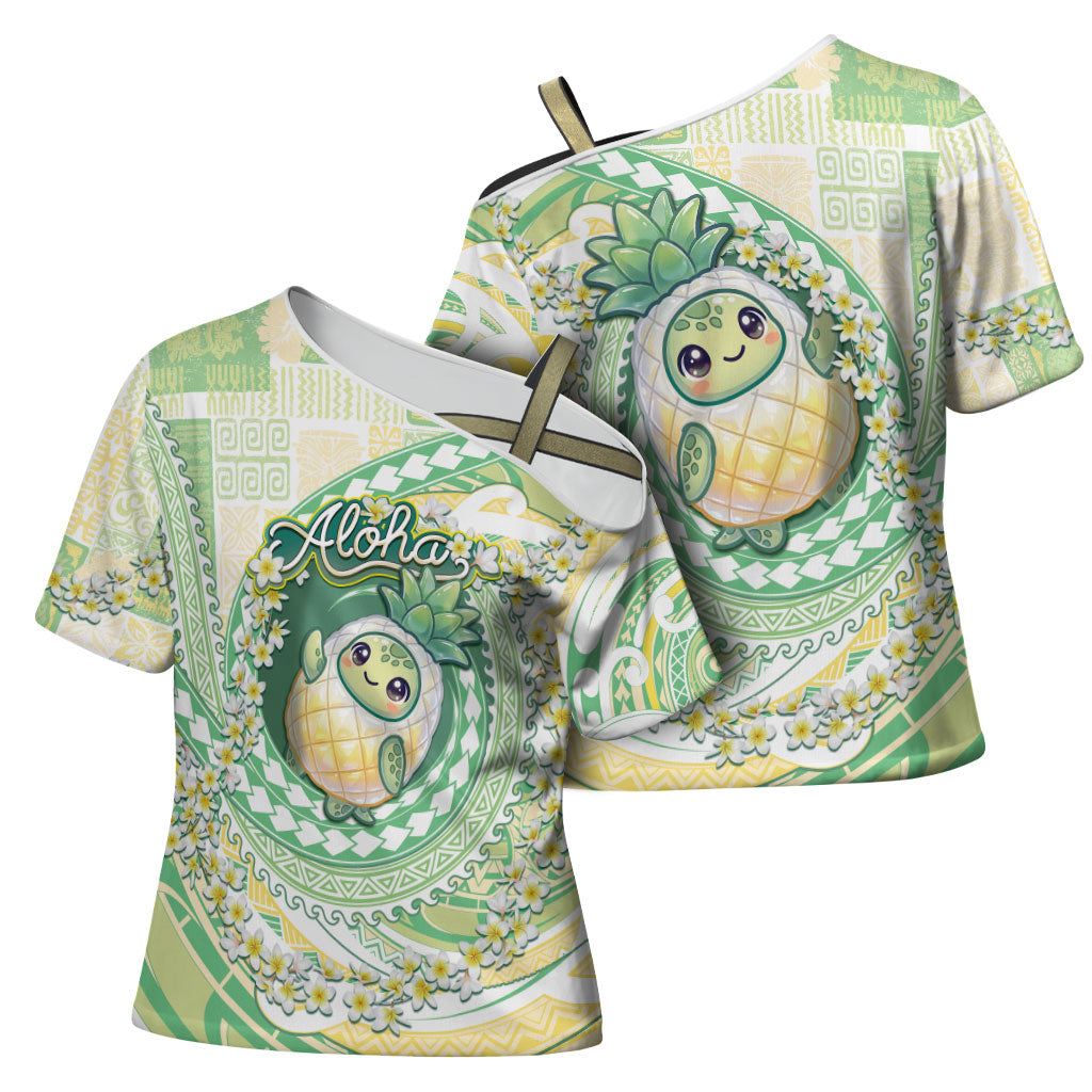Hawaii Pineapple Cross Shoulder Shirt Cute Cosplay Turtle Plumeria Spiral DT05 - Polynesian Pride