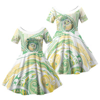 Hawaii Pineapple Family Matching Summer Maxi Dress and Hawaiian Shirt Cute Cosplay Turtle Plumeria Spiral DT05 Daughter's Dress Mint - Polynesian Pride