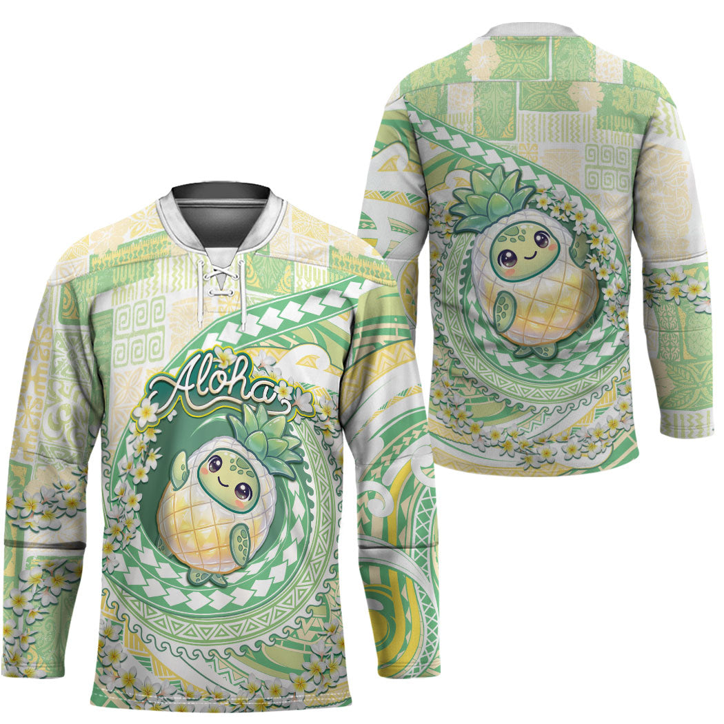 Hawaii Pineapple Hockey Jersey Cute Cosplay Turtle Plumeria Spiral DT05 - Polynesian Pride