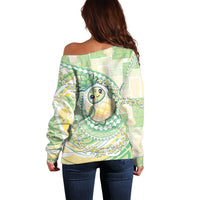 Hawaii Pineapple Off Shoulder Sweater Cute Cosplay Turtle Plumeria Spiral DT05 - Polynesian Pride