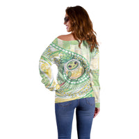 Hawaii Pineapple Off Shoulder Sweater Cute Cosplay Turtle Plumeria Spiral DT05 - Polynesian Pride
