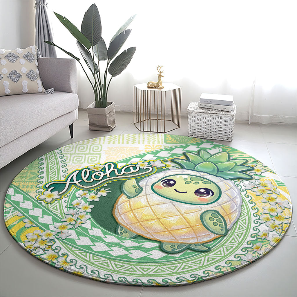 Hawaii Pineapple Round Carpet Cute Cosplay Turtle Plumeria Spiral DT05 - Polynesian Pride
