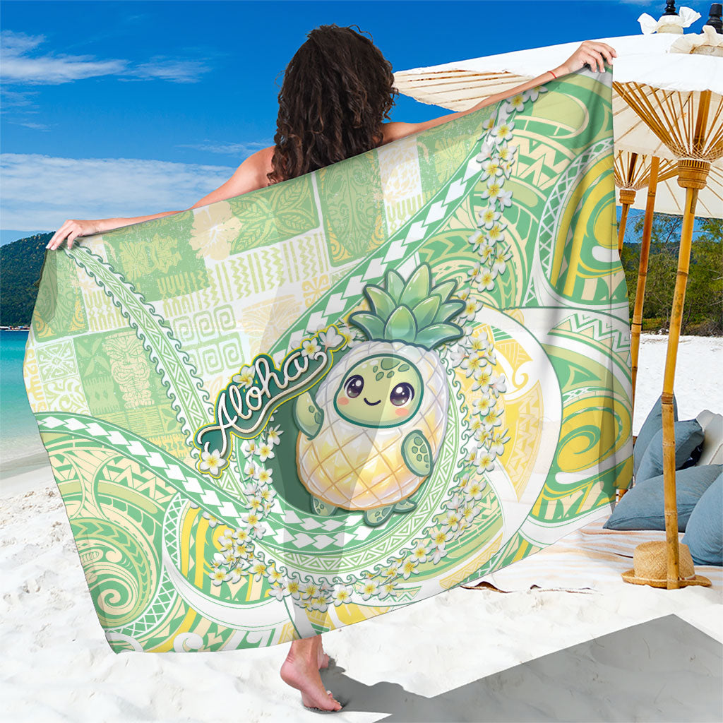 Hawaii Pineapple Sarong Cute Cosplay Turtle Plumeria Spiral DT05 One Size 44 x 66 inches Mint - Polynesian Pride