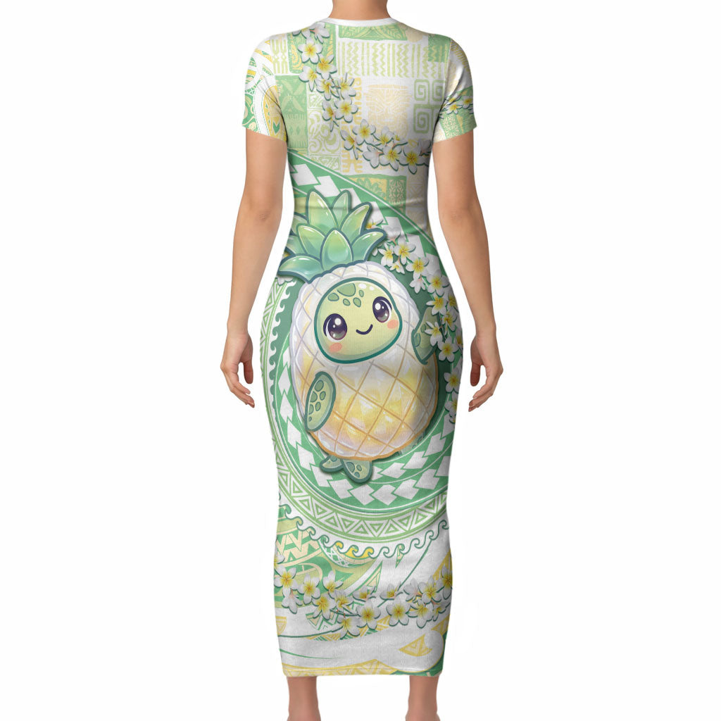 Hawaii Pineapple Short Sleeve Bodycon Dress Cute Cosplay Turtle Plumeria Spiral DT05 - Polynesian Pride